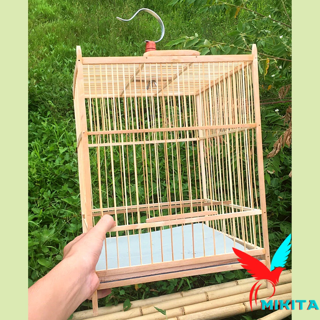 Lồng chim chào mào  Lồng chim vuông chào mào MIKITA ép bổi hàng trúc già đẹp giá rẻ kèm phụ kiện
