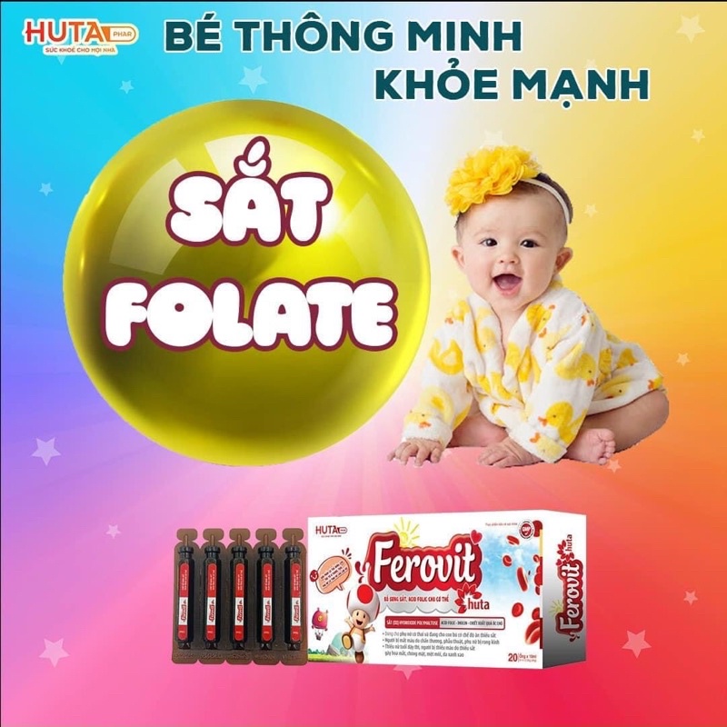 Sắt siro bổ máu - Bổ sung sắt dạng ống cho bé Ferovit - Thơm ngon hộp 20 ống