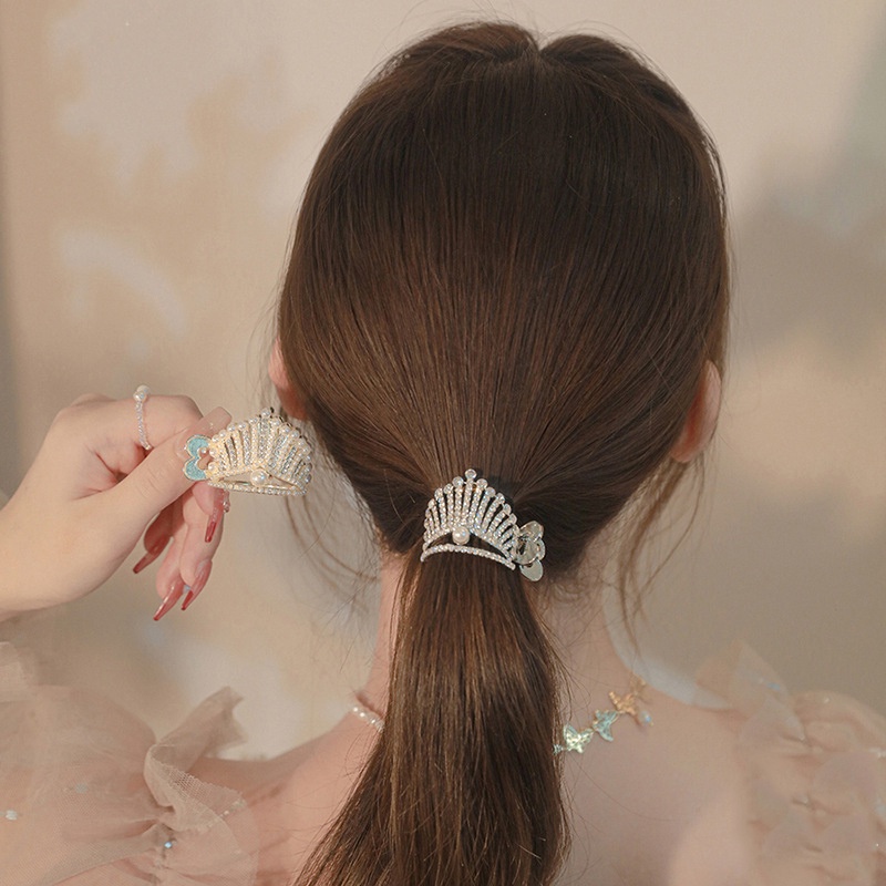 Kẹp Tóc Càng Cua Đính Đá &amp; Ngọc Trai Nhân Tạo Thời Trang 2022 dreamdiary