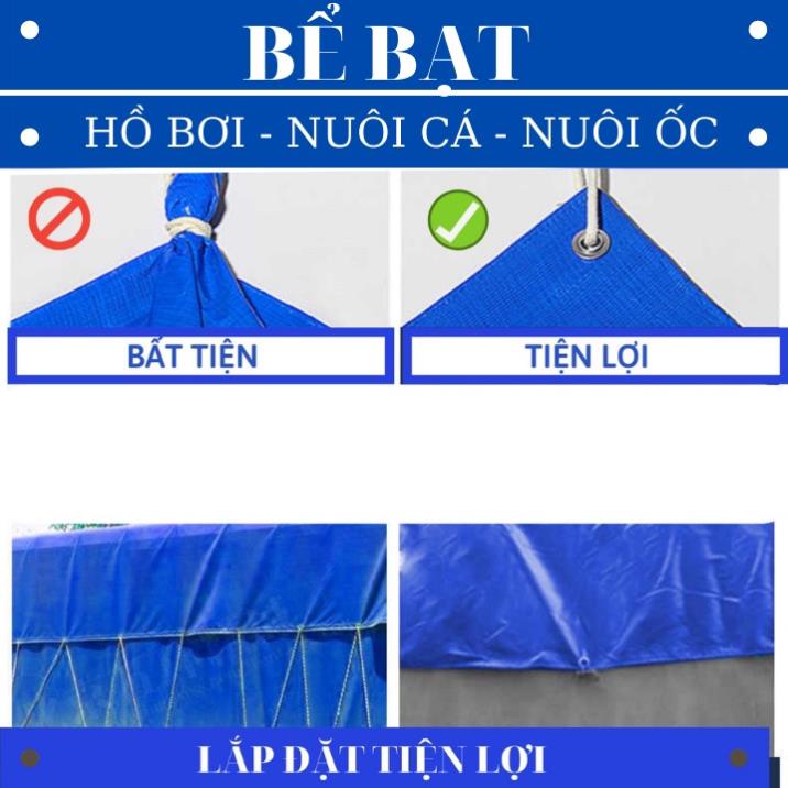 Bể Bạt - May Viền Đóng Khoen Sẵn - Chống Thấm Nước - Màu Xanh Cam - Nhựa Nam Việt