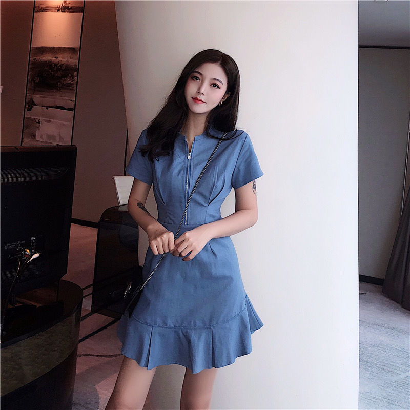 Ready Stock Spring Autumn Summer Fashion Korean Casual Women's Dresses Floral Short Sleeve Elegant Midi dress