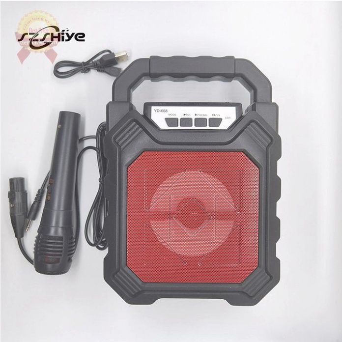 [Hàng xịn] Loa Bluetooth hát karaoke U668 xách tay kèm mic nhỏ gọn di dộng không dây mini có quai cầm đèn led