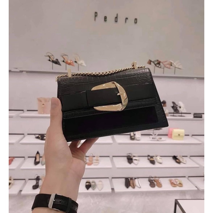 Túi đeo chéo nữ Pedro khoá gài nịt hàng Au-th tuồn