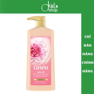 Sữa tắm tinh dầu hoa Caress Daily Silk White Peach & Orange Blossom 750ml