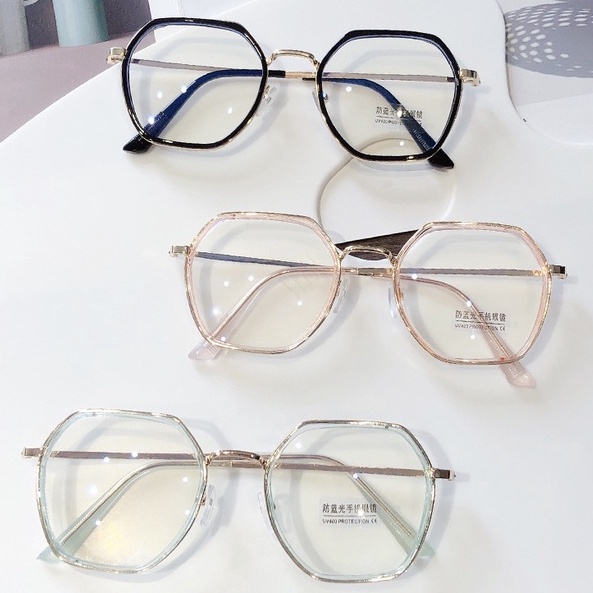 Mắt Kính Gọng Tròn Kim Loại Chống Tia Bức Xạ Từ Máy Tính Phong Cách Hàn Quốc Cho Nam/Nữ