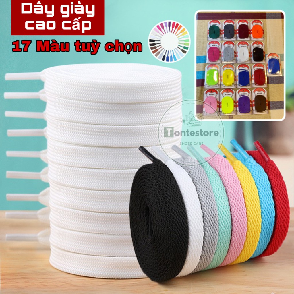 Dây giày dẹt cao cấp 17 màu siêu đẹp, có hộp DG01