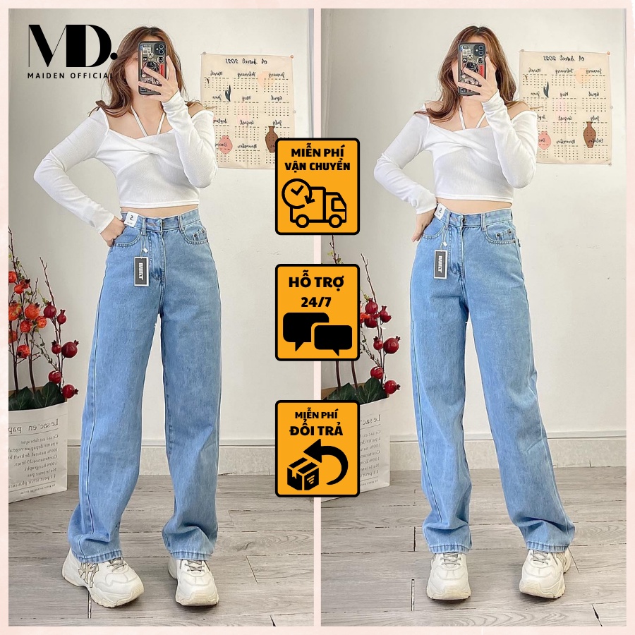 Quần jean ống rộng cạp cao ulzzang, quần bò nữ dáng suông MD230 | BigBuy360 - bigbuy360.vn