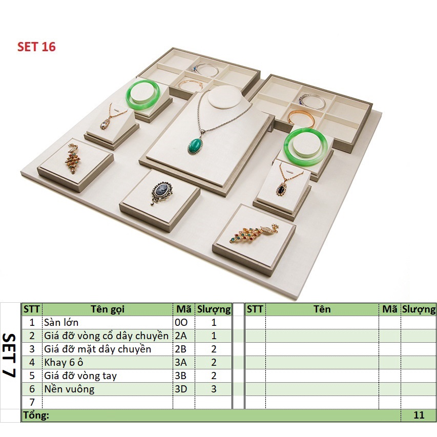 [D1CB] Bộ giá gỗ bọc da sần trưng bày trang sức lai trim chụp mẫu ảnh 3D rất đẹp 20 mẫu