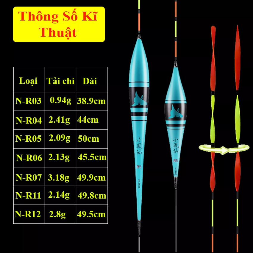 Phao Câu Đài Nano SANAMI FISHING STORE Shark Tăm Phao 3D Đầu Xoắn Truyền Tín Hiệu Siêu Nhạy Cao Cấp PC-20