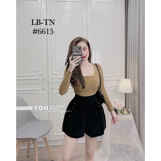 Quần short nhung phồng gắn đá ms85