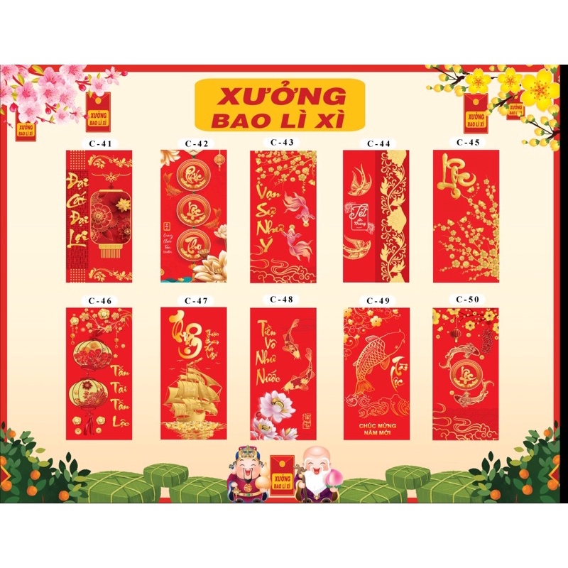 300 bao lì xì đủ mẫu đỏ giáp thìn 2024, bao lì xì tết