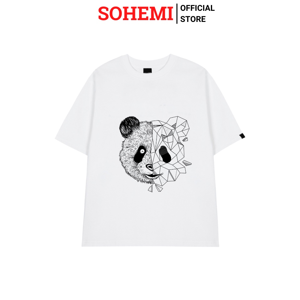 Áo Thun Tay Lỡ Form Rộng SOHEMI họa tiết Gấu Hình Học vải cotton 100% 4 chiều cao cấp