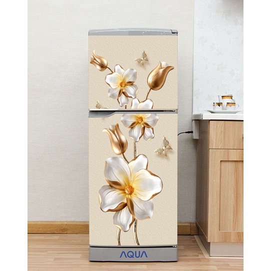 Decal dán trang trí tủ lạnh mẫu Ngọc 3D- Chất lượng cao - chống thấm
