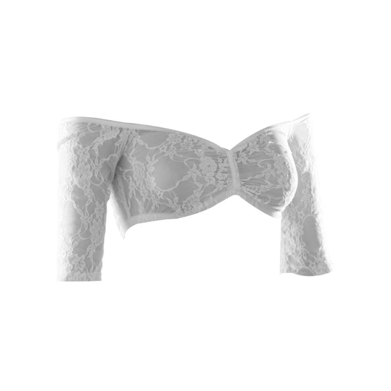 Xiangbao Áo Lót Ren Hoa Tay Lửng Không Đường May Hở Vai Định Hình Cánh Tay Cho Nữ