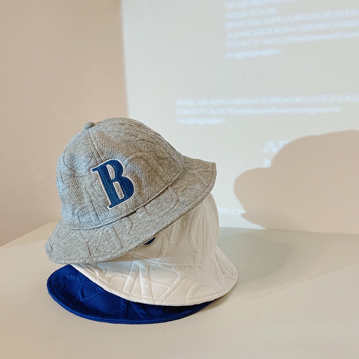 Nón Tai Bèo Màu Trơn Thêu Chữ B Thời Trang Hàn Quốc Xinh Xắn Cho Bé