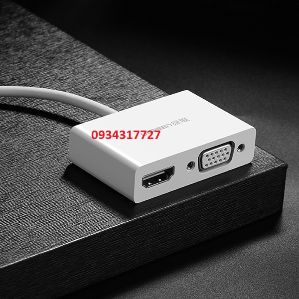 Cáp chuyển đổi USB type C to HDMI/VGA hỗ trợ full HD 3D 4Kx2K chính hãng Ugreen 30843 cao cấp