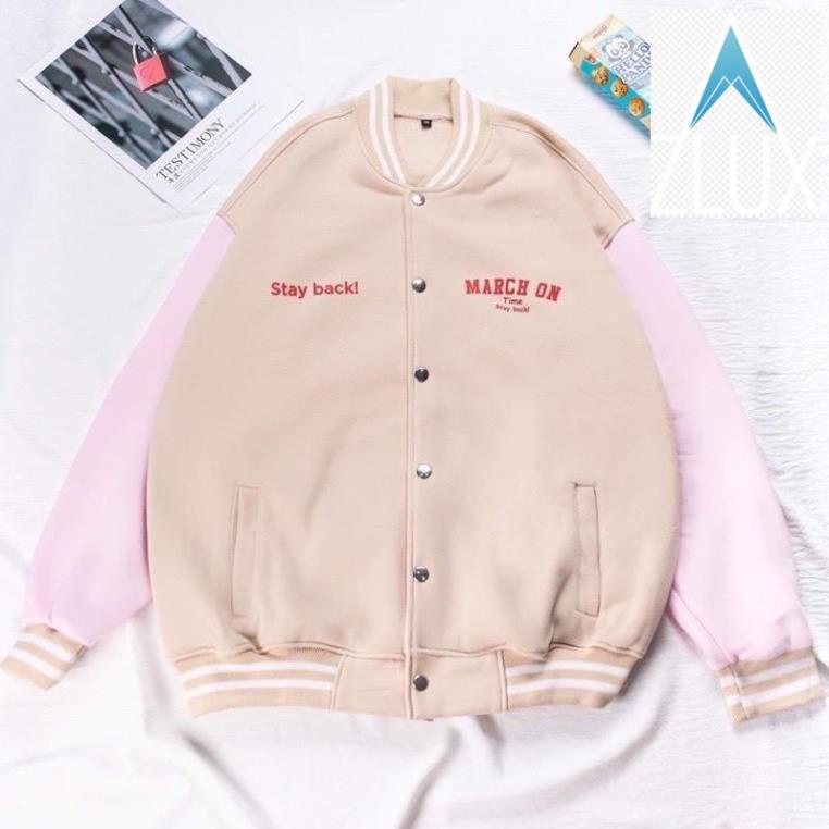 [ Khách hàng] Áo bomber nữ, áo khoác nỉ nam nữ MARCH bóng chày teddy NT SHOP