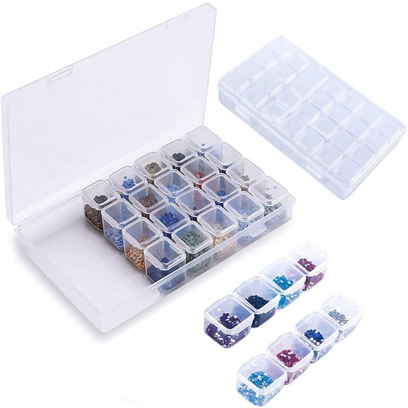 1 Hộp Nhựa 28 Ngăn Trong Suốt Dùng Đựng Trang Sức