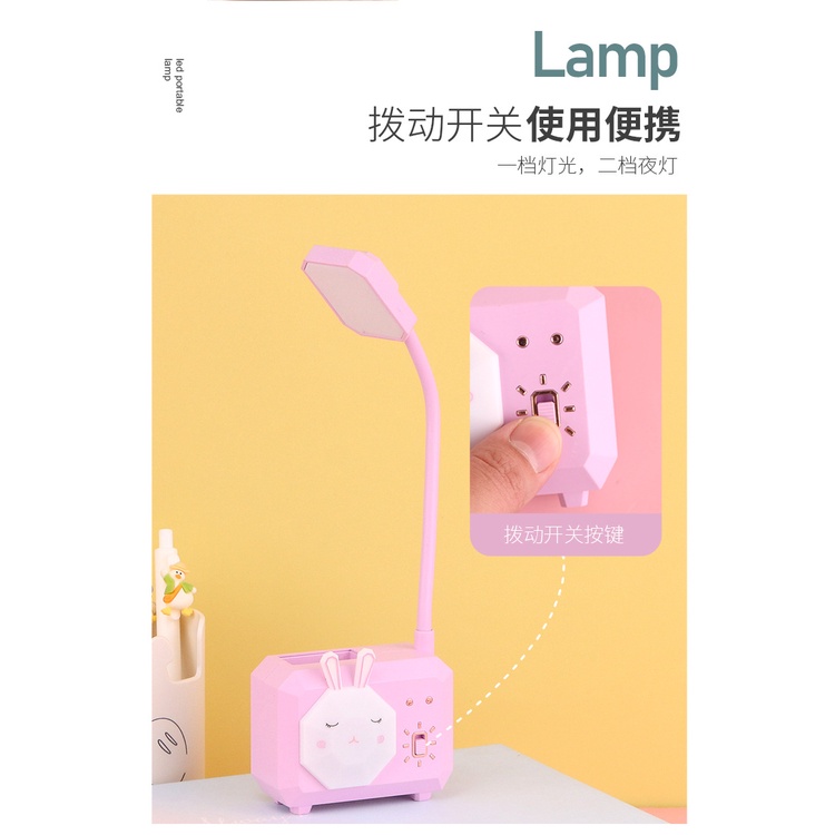 Đèn học LED hỗ trợ làm việc, đọc sách, trang trí - hình cốc bút, Có dây sạc, Pin tích điện