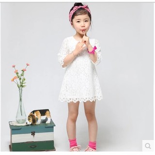 Váy liền, váy công chúa kết hợp ren, cho bé gái, phong cách Hàn Quốc, mẫu mới nhất