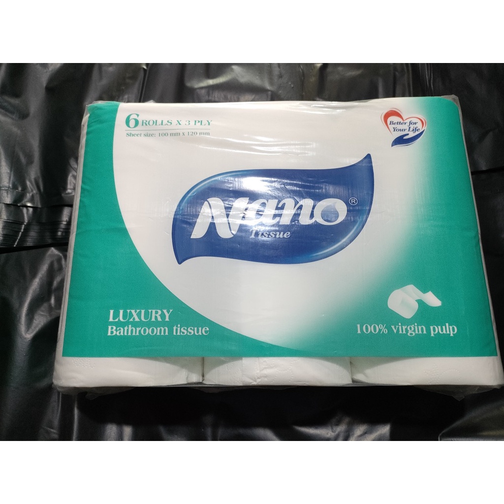 Lốc 6 cuộn giấy vệ sinh hiệu NANO cao cấp . siêu mềm , siêu mịn , siêu dai