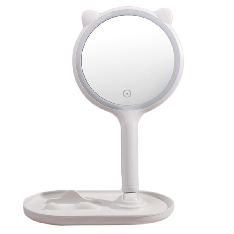 Gương Trang Điểm Hai Mặt Phóng Đại 5X 3 Màu Có Đèn LED Tiện Dụng