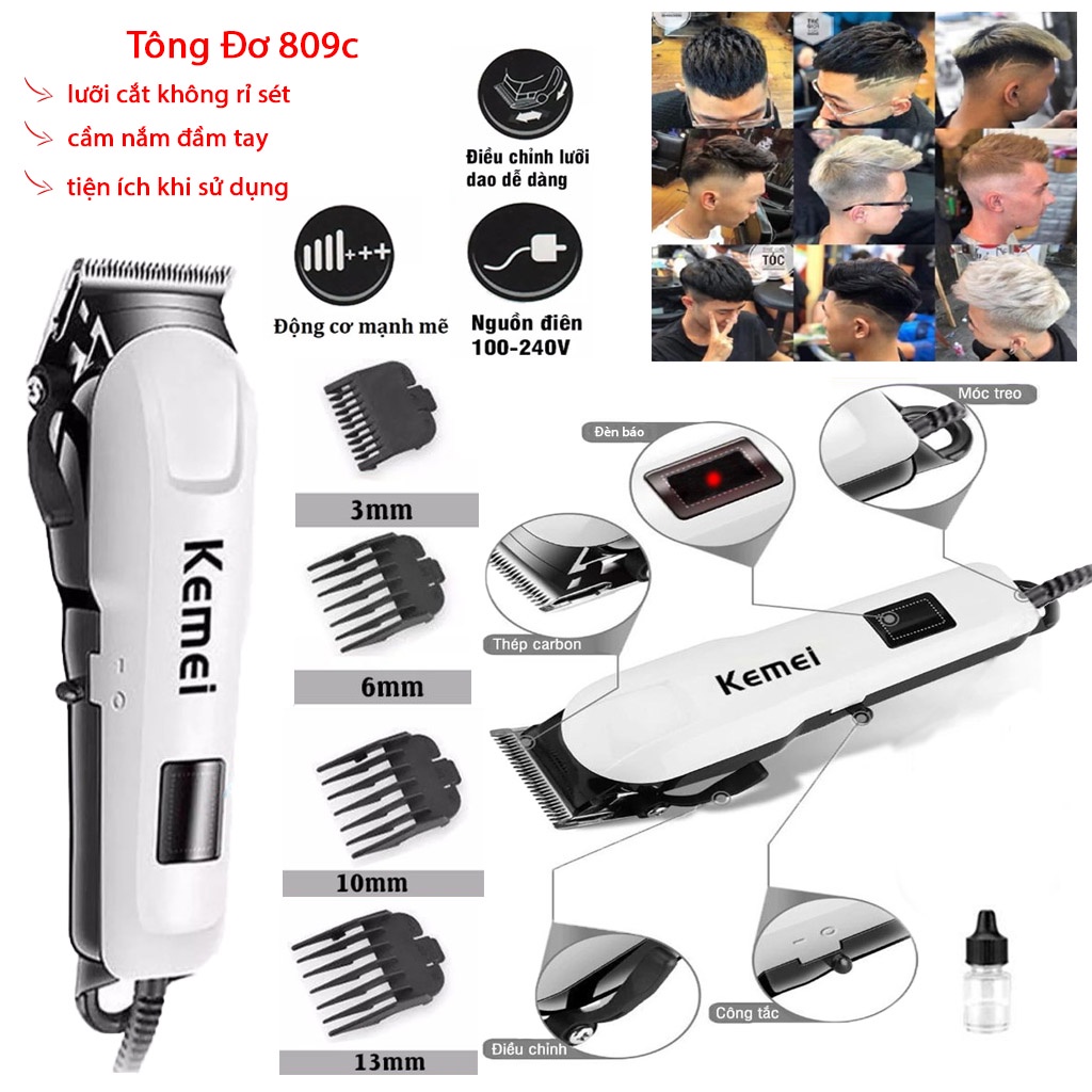 Máy cắt tóc , tăng đơ cắt tóc chuyên nghiệp Kemei KM 809-C phù hợp mọi lứa tuổi mọi hộ Gia Đình