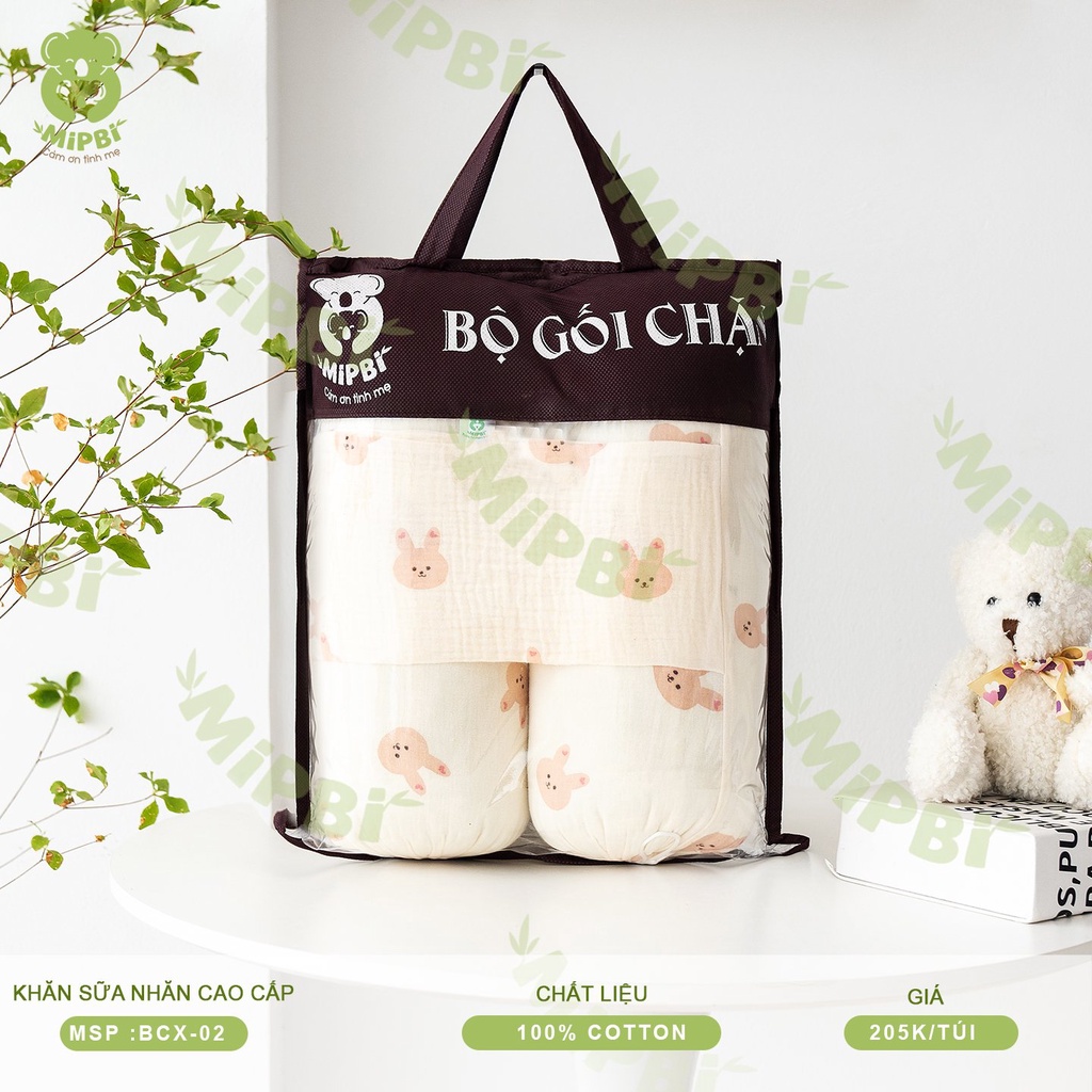 BỘ CHẶN BÔNG KÈM GỐI MIPBI VẢI XÔ MUSLIN