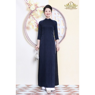 Thời trang trung niên Ladyshop Áo dài lụa gấm cổ cao hoa chìm (không kèm quần) TK761