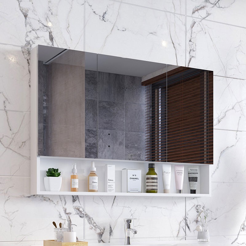 Tủ gương phòng tắm bằng gỗ cứng thông minh hiện đại tối giản treo tường kiểu Bắc Âu hộp đựng đồ với kệ < | BigBuy360 - bigbuy360.vn