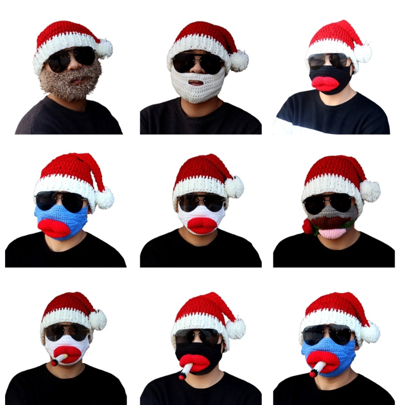 Mũ Ông Già Noel Râu Đỏ Thoải Mái Vui Nhộn Cho Người Lớn Và Trẻ Em