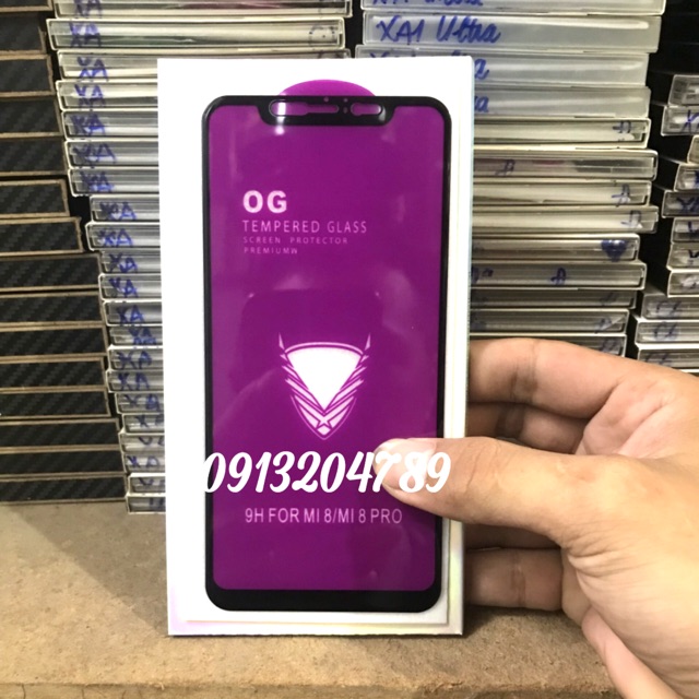 Kính OG full màn Xiaomi Mi 8 / Mi 8 pro khoan không thủng