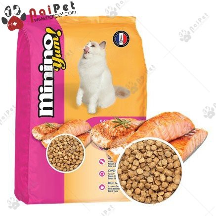 Thức Ăn Hạt Cho Mèo Phù Hợp Cho Mọi Lứa Tuổi Vị Cá Hồi Minino Yum Salmon túi 1.5kg