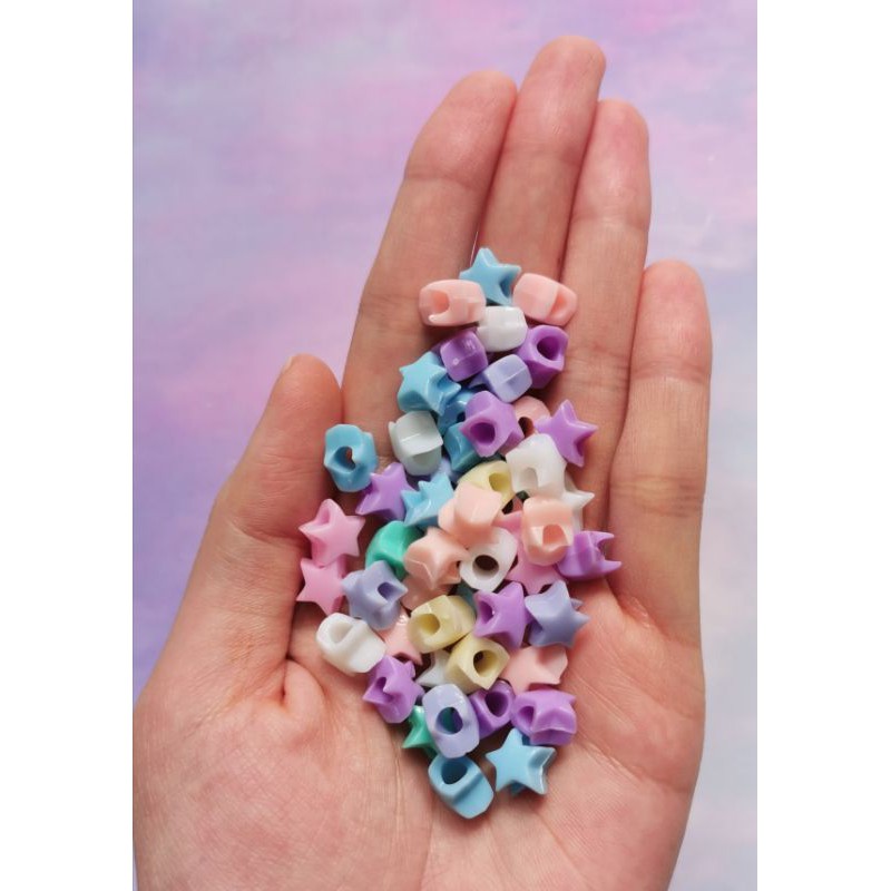 Hạt nhựa ngôi sao màu pastel xỏ dây giầy