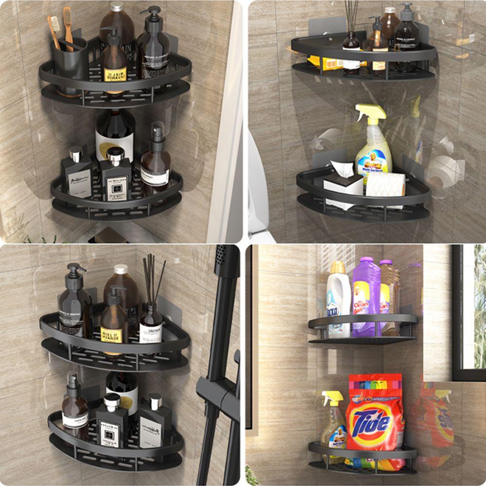 Kệ để đồ nhà tắm/ phòng bếp gắn góc tường dán dính không cần khoan lỗ tiết kiệm không gian nhiều màu sắc tiện lợi