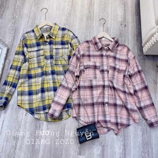 Áo sơ mi kẻ unisex 💎SALE💎 chất liệu nỉ họa tiết caro to dáng dài form rộng ống tay dài | BigBuy360 - bigbuy360.vn