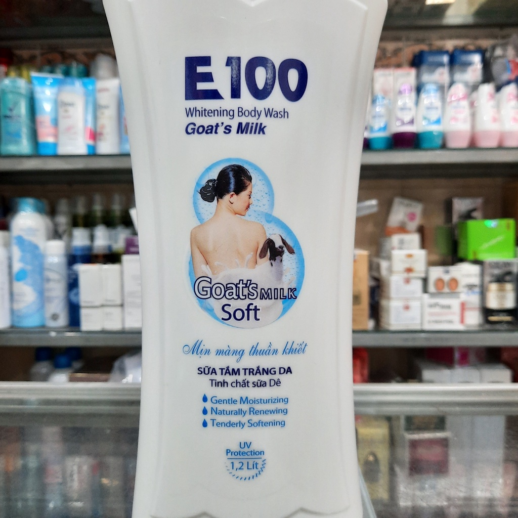 1,2 Lít Sữa Tắm E100 Tinh Chất Sữa Dê Làm Trắng Da Chính Hãng.