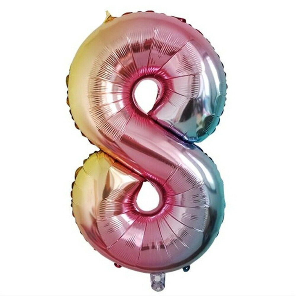 Bong bóng bơm hơi nhiều màu chữ số 0-9 trang trí tiệc