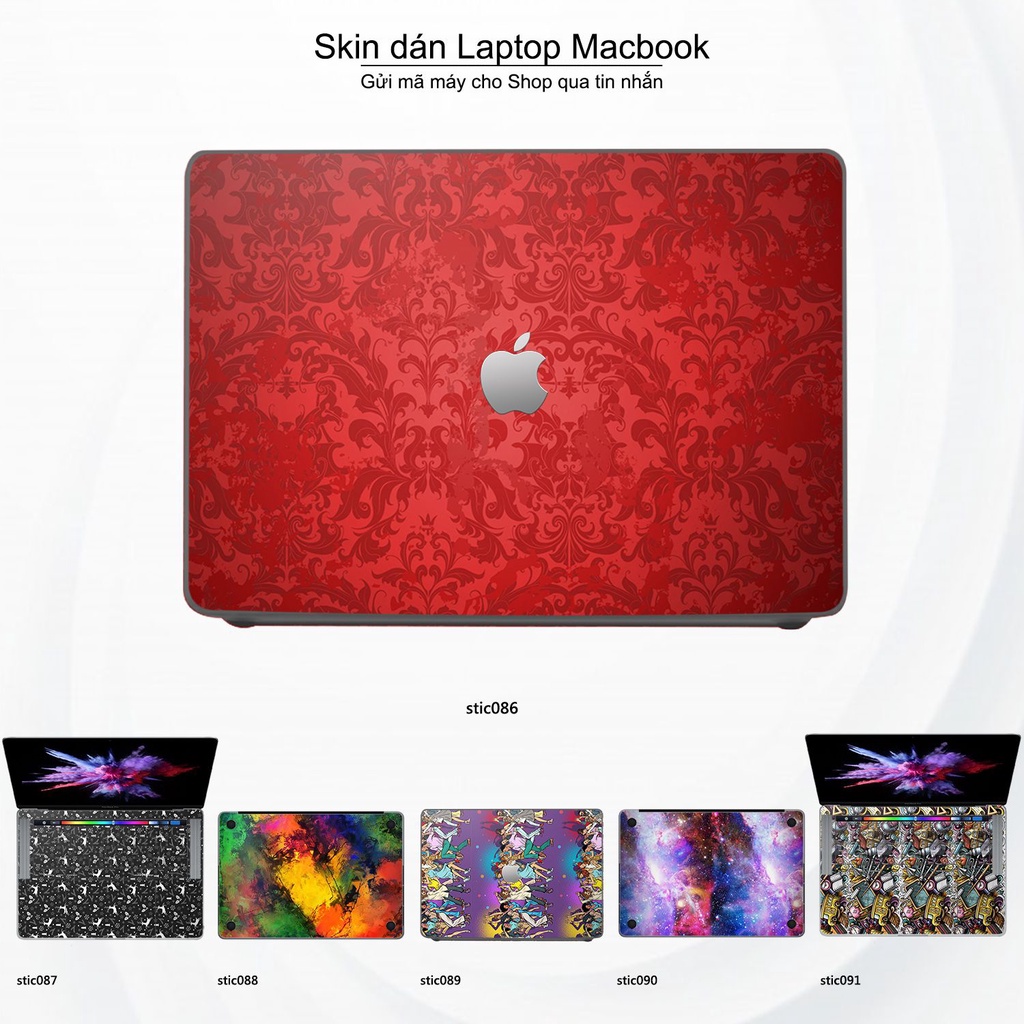 Skin dán Macbook mẫu Hoa văn sticker (đã cắt sẵn, inbox mã máy cho shop)