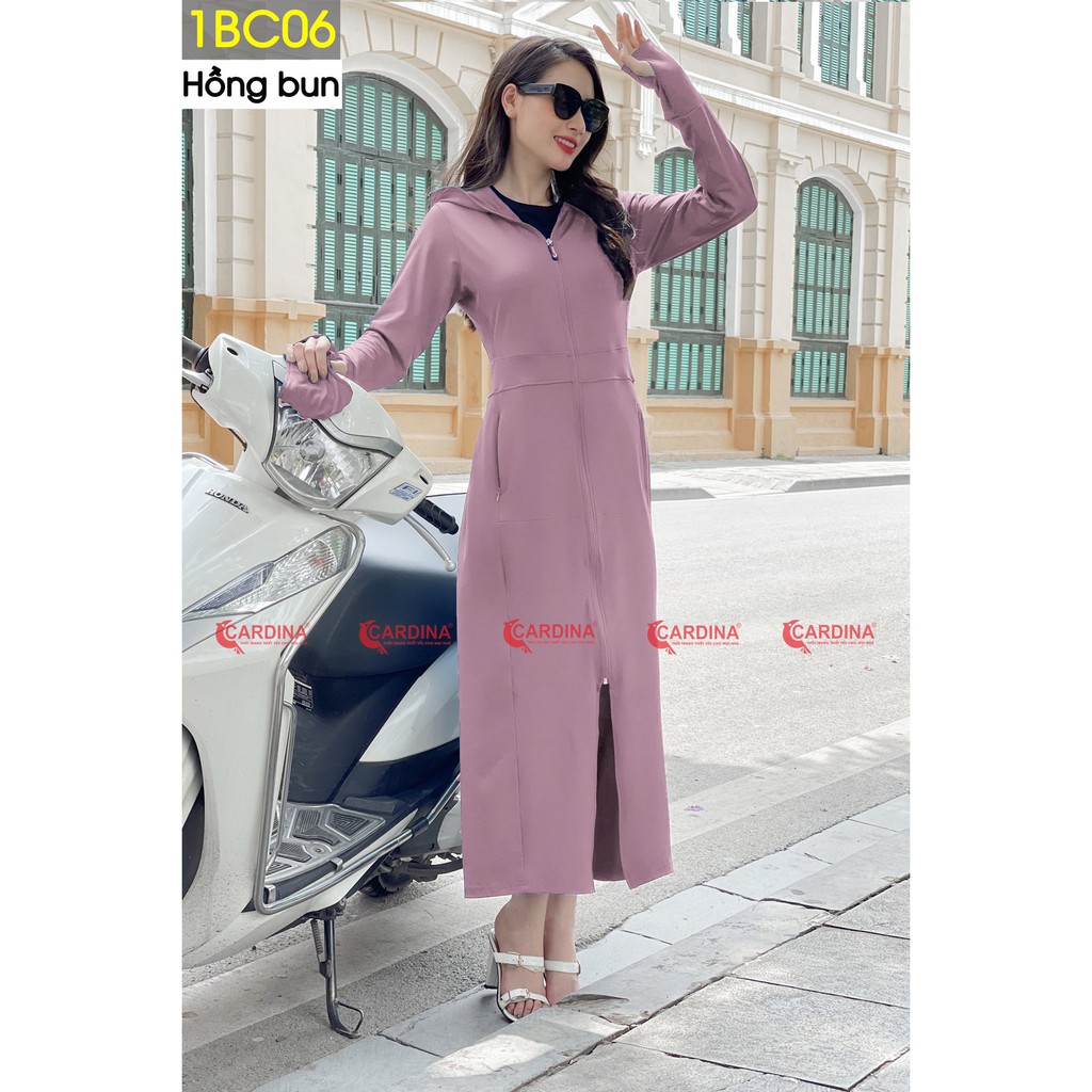 Áo choàng chống nắng nữ Cardina Vải thun lạnh hai lớp liền thân cao cấp Thơm khử mùi, làm mát cơ thể có lưới 2 bên nách