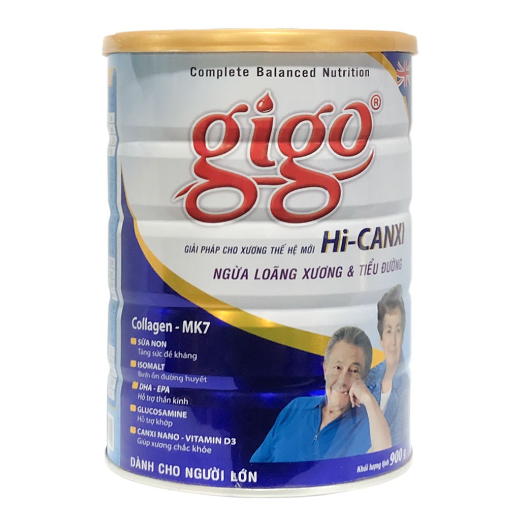 [CHÍNH HÃNG] Sữa Bột Gigo Hi-Canxi Collagen-MK7 Hộp 900g (Ngừa loãng xương và tiểu đường)