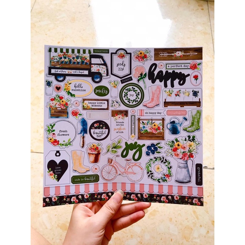 Sticker theo tờ trang trí love box , srcapbook , khung ảnh 3D handmade không dán decal theo chủ đề - Định lượng 250gsm