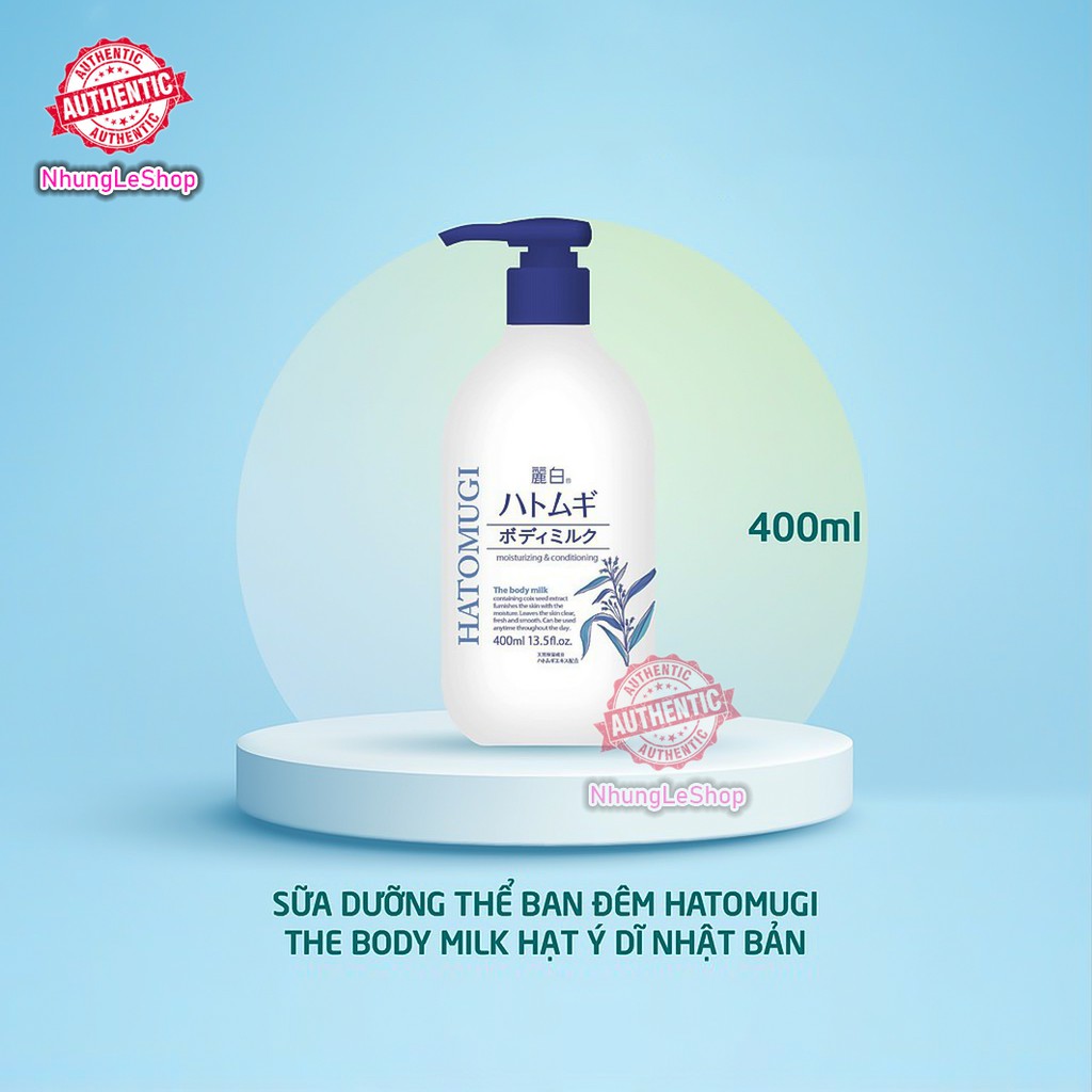 Sữa Dưỡng Thể Trắng Da Ban Đêm Hatomugi The Body Milk 400ml Nhật Bản