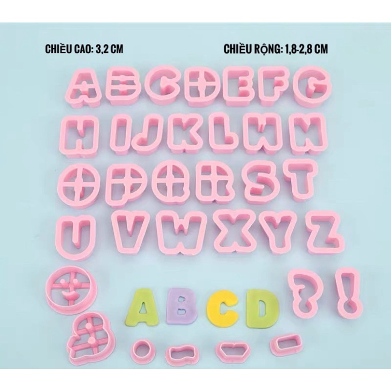 Khuôn cắt chữ dựng cao 3.2cm fondant/đất sét