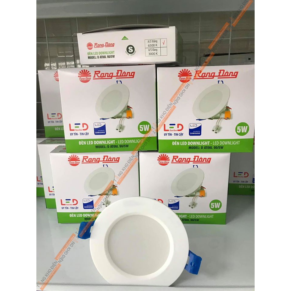 [COMBO 12 Bóng] Đèn led ầm trần downlight 5w lỗ khoét 90mm Rạng Đông, ChipLed Samsung