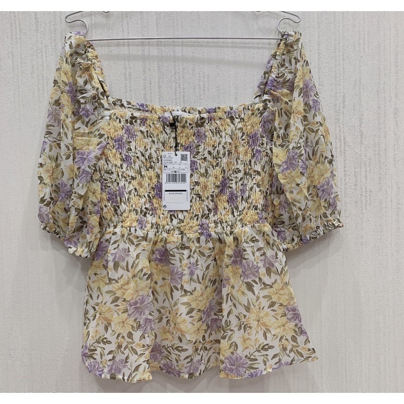 Áo hoa vàng Mango size M newtag chính hãng