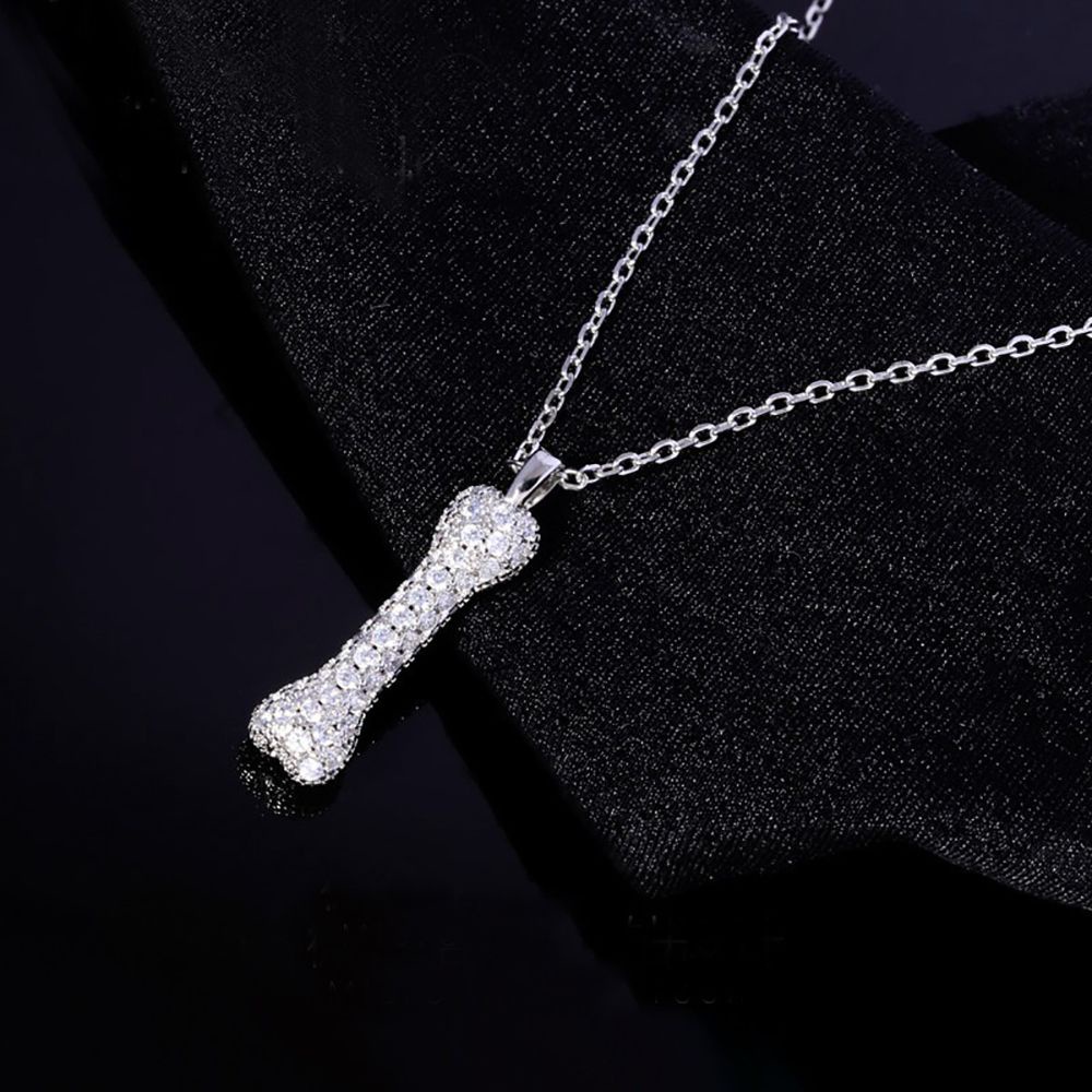 MKEB Dây chuyền dạng xích nhiều màu mặt hình khúc xương đính đá thời trang cá tính đường phố sáng tạo phối áo sweater