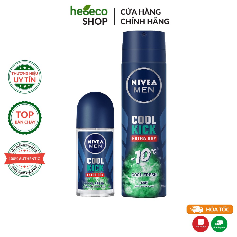 Lăn / Xịt Ngăn Mùi nam Nivea mát lạnh - Thơm sảng Khoái 150ml