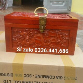 Tráp trang sức trạm tứ linh 34*25*19 cm