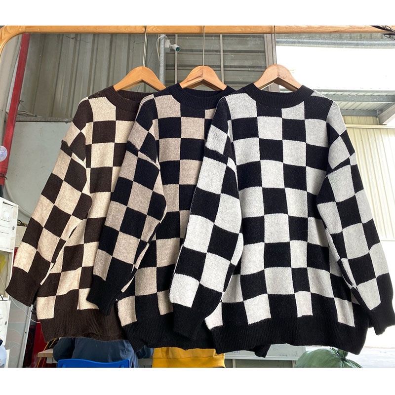 Áo Len Ô Vuông Form Dấu Quần Dày Hàng Loại 1 M1306-Violet